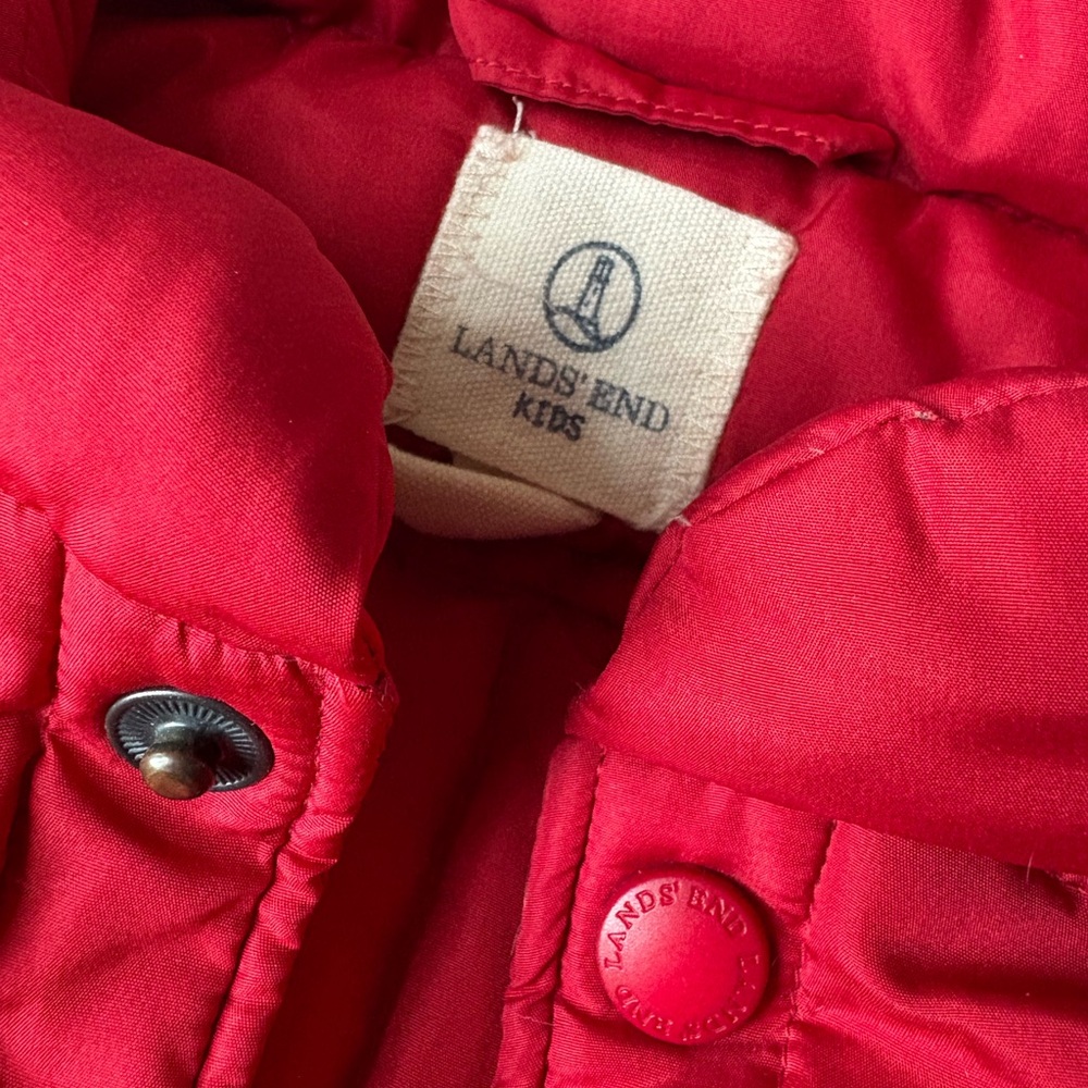 Lands End Kids Youth Red Quilted Down & Feathers Filled Puffer Vest - Picture 4 of 7